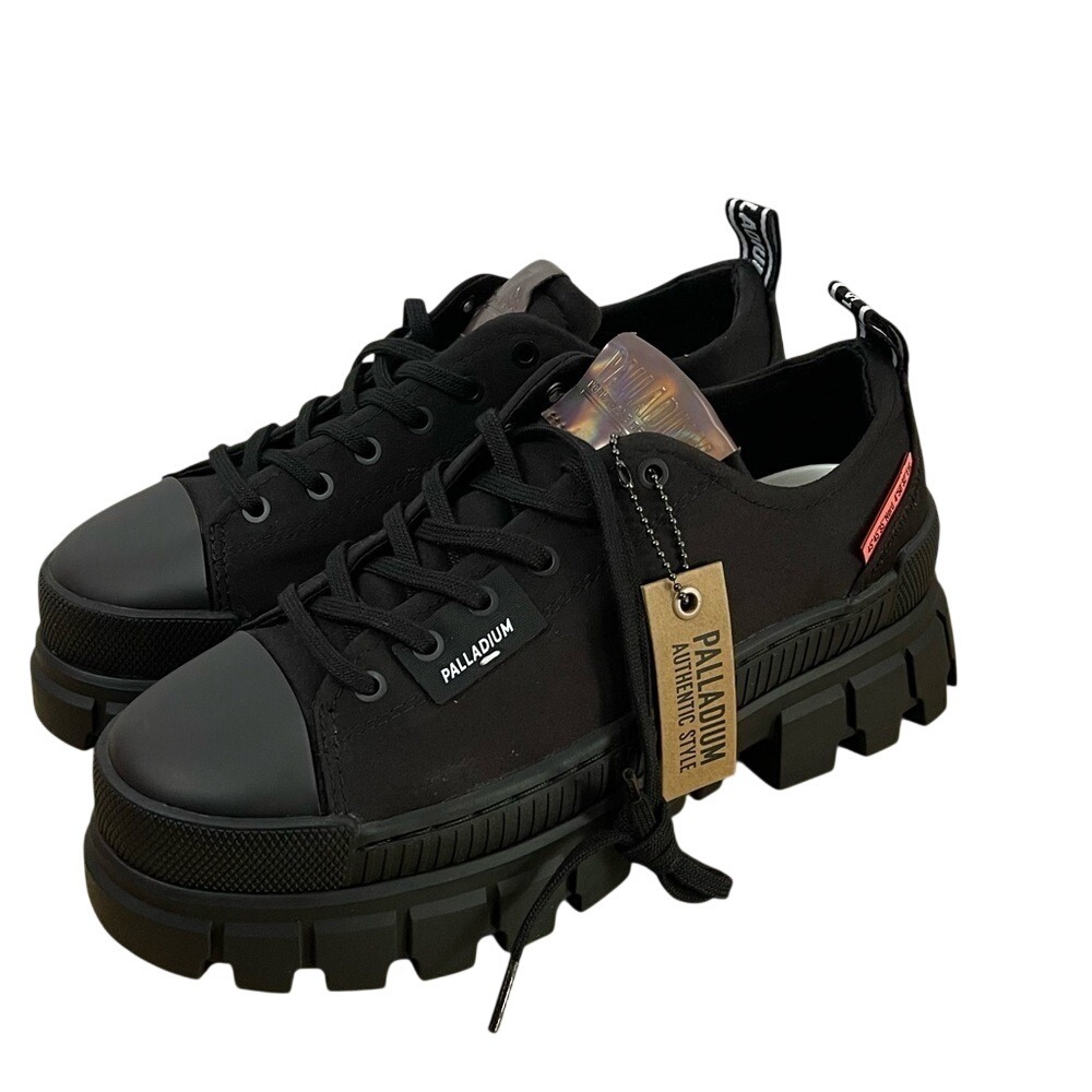 Palladium Revolt Lo TX Black Textile Platform Lug Sole Sneakers womens 9